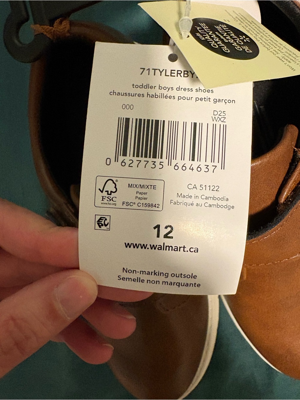 George Kids Tan/Brown Velcro Casual Dress Shoes - Size 12 - Picture 9 of 9